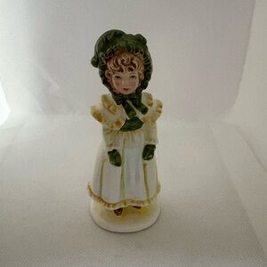 Shakman Little Girl Figurine Green Bonnet Ceramic Made in Japan